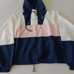 Forever 21 Navy and White Hooded Jacket